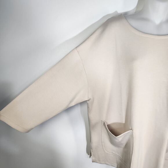 Jones New York Womens Pullover Cozy Top Size 1X Front Pockets 3/4 Sleeve Beige - Picture 6 of 8